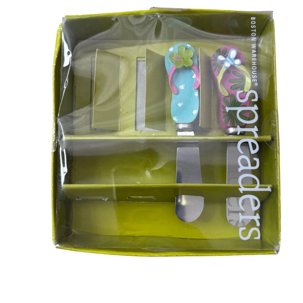Boston Warehouse Flip Flops Spreader Set of‎ 2 Stainless Steel Tropical 52910